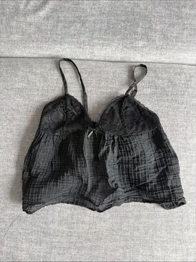 Black Lace & Gauze Bralette Top - Women's Intimates